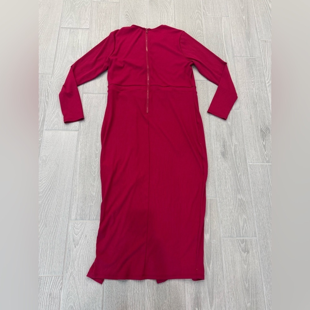NINA PARKER Hot Pink Sexy Valentine's Day Ribbed Knit Bodycon Dress Size 1X NWT - Picture 3 of 8